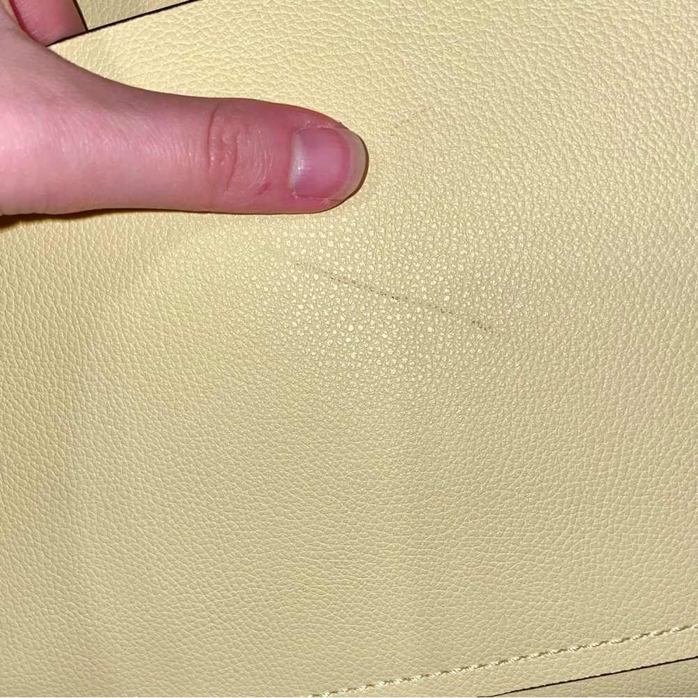 Calvin Klein Pale Yellow Pebble Leather Shoulder Bag - Picture 6 of 11